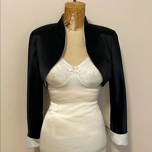 David's Bridal Black and White Satin Jacket